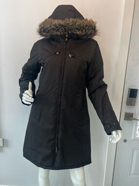 Fahrenheit Faux-Fur Trim Hooded Trench Coat gothic size M